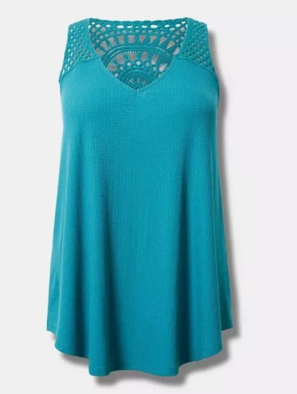 Torrid Teal Crochet Back Ribbed Swing Tank Top Size 1 14/16